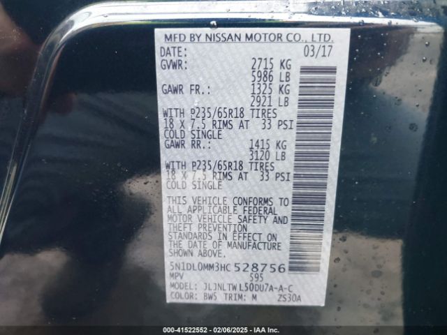 5N1DL0MM3HC528756 Infiniti QX60