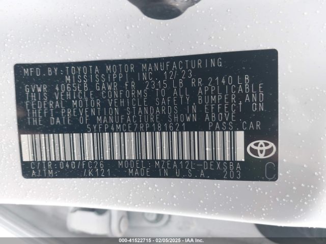 5YFP4MCE7RP181621 Toyota COROLLA SE
