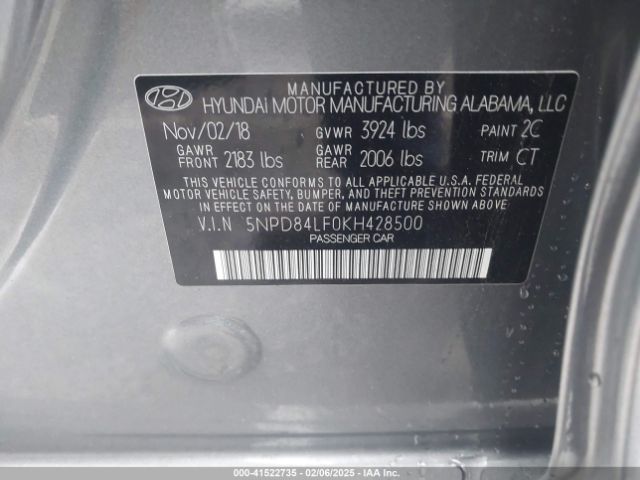 2019 HYUNDAI ELANTRA 5NPD84LF0KH428500 Photo 8