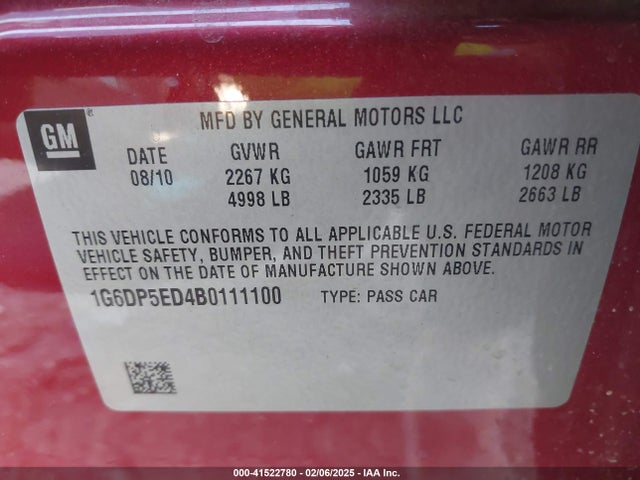 2011 CADILLAC CTS 1G6DP5ED4B0111100 Photo 8