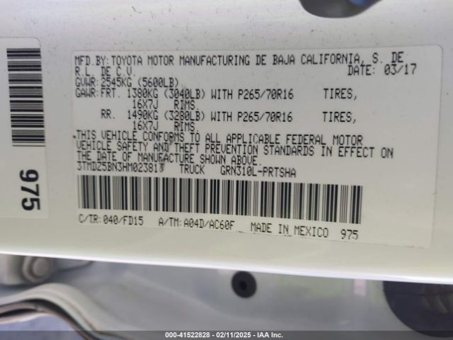 3TMDZ5BN3HM023813 Toyota Tacoma Trd Off Road