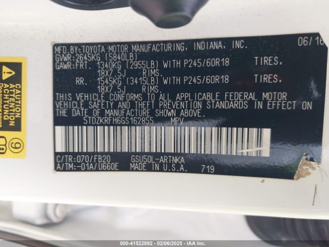 5TDZKRFH6GS162855 Toyota Highlander Le V6
