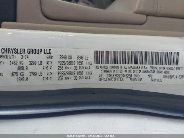 1C4RJEBG3EC449268 Jeep Grand Cherokee Limited