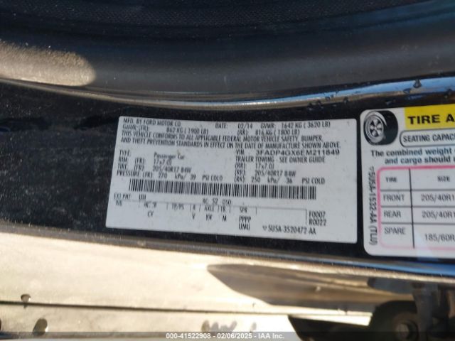3FADP4GX6EM211849 Ford FIESTA ST