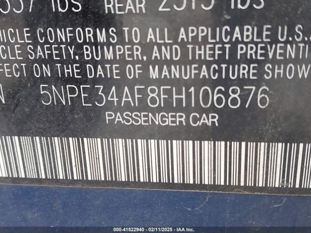 5NPE34AF8FH106876 Hyundai Sonata Limited