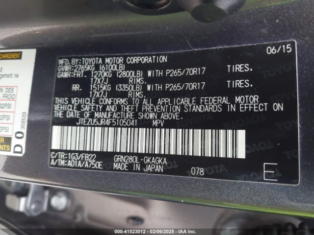 JTEZU5JR4F5105041 Toyota 4RUNNER SR5