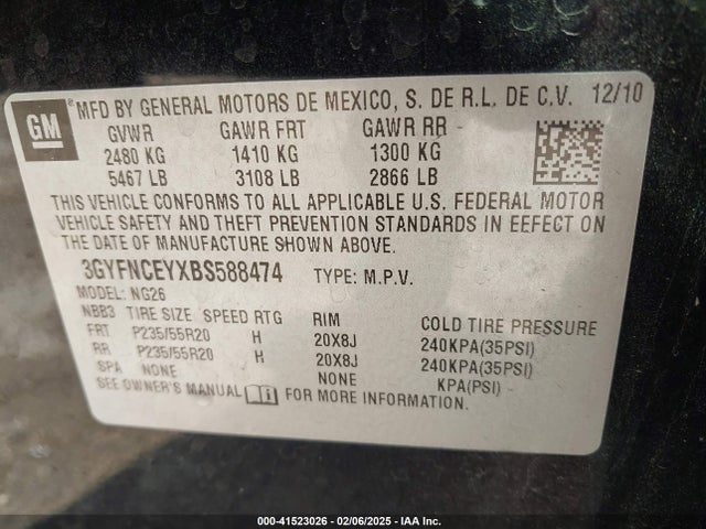 2011 CADILLAC SRX 3GYFNCEYXBS588474 Photo 8