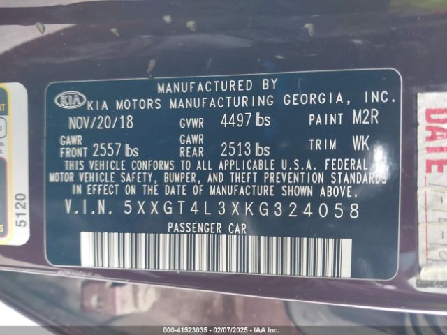 5XXGT4L3XKG324058 KIA gdi