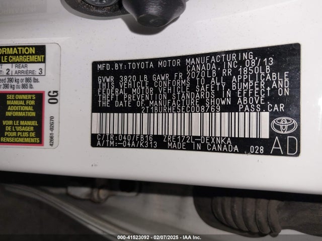 Toyota COROLLA LE 2014 2T1BURHE5EC008769 Image 9