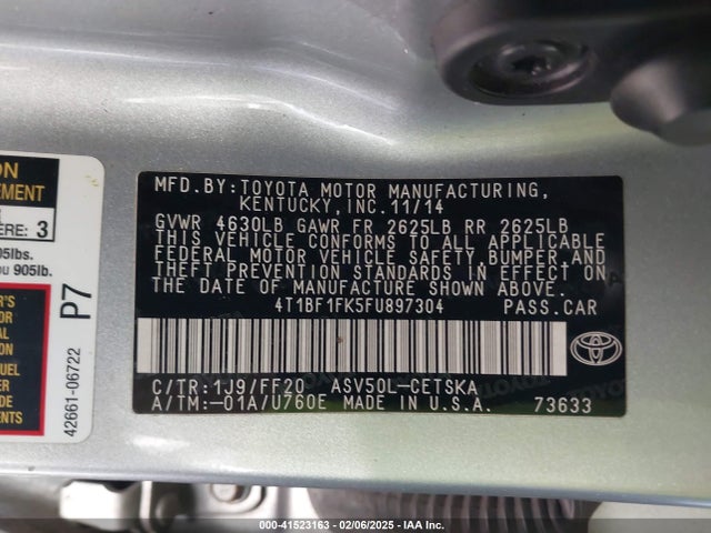 Toyota CAMRY SE 2015 4T1BF1FK5FU897304 Image 9
