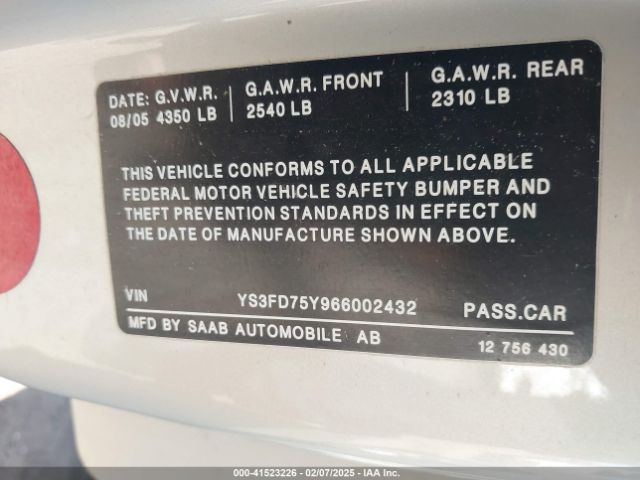 2006 SAAB 9-3 YS3FD75Y966002432 Photo 8