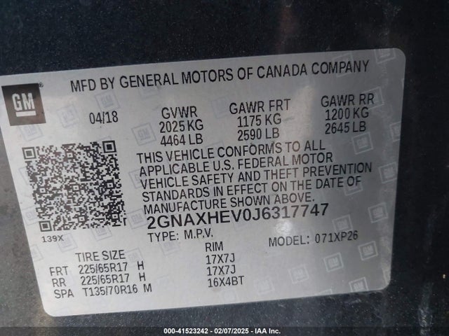 Chevrolet EQUINOX LS 2018 2GNAXHEV0J6317747 Image 9
