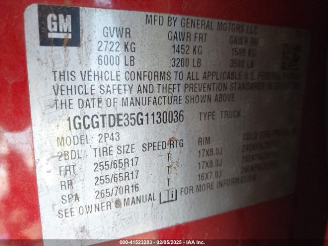1GCGTDE35G1130036 Chevrolet Colorado Z71