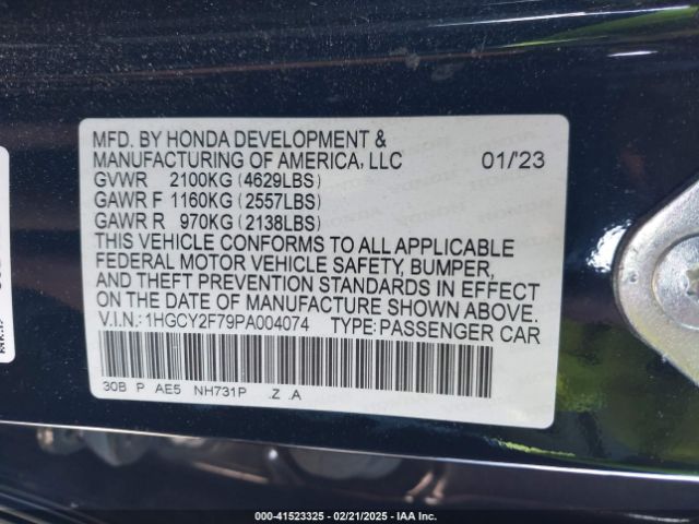 1HGCY2F79PA004074 Honda Accord Hybrid Sport-l