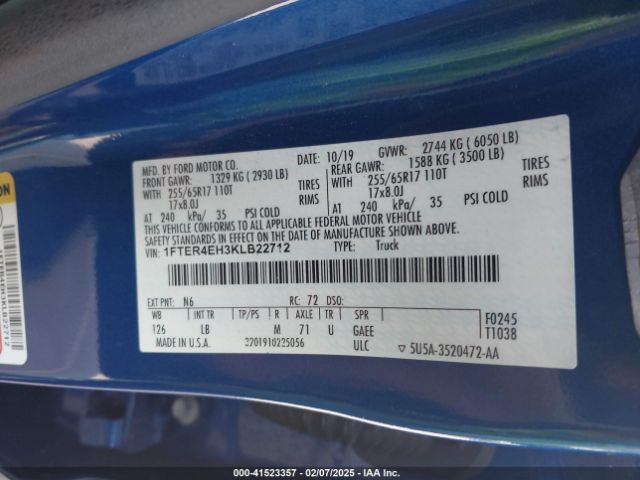 1FTER4EH3KLB22712 Ford Ranger Xlt