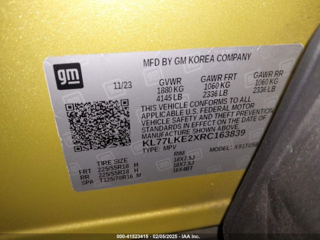 KL77LKE2XRC163839 Chevrolet Trax Fwd Activ