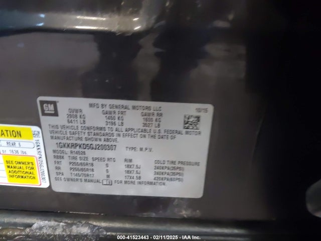 1GKKRPKD5GJ200307 GMC llt - sidi, alum, 60 degrees