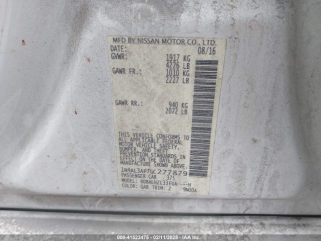 1N4AL3AP7GC277879 Nissan Altima 2.5 Sr