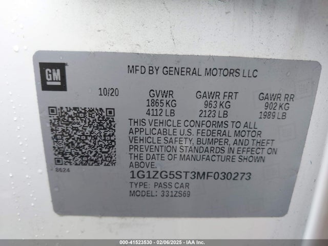 1G1ZG5ST3MF030273 Chevrolet Malibu Fwd Rs