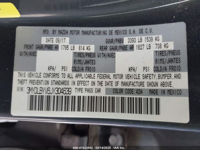 3MYDLBYV6JY304639 Toyota YARIS IA