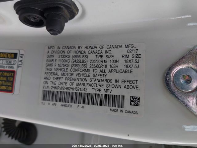 2HKRW2H82HH621542 Honda Cr-v Ex-l/ex-l Navi