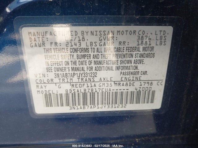 Nissan SENTRA S 2018 3N1AB7AP1JY331232 Image 9
