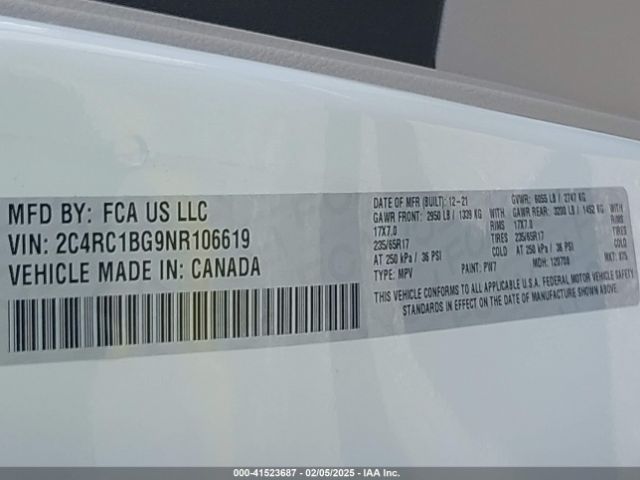 2C4RC1BG9NR106619 Chrysler Pacifica Touring L