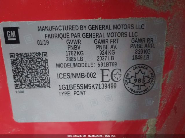 2019 CHEVROLET CRUZE 1G1BE5SM5K7139499 Photo 8