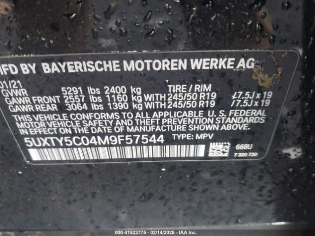 5UXTY5C04M9F57544 BMW X3 Xdrive30i