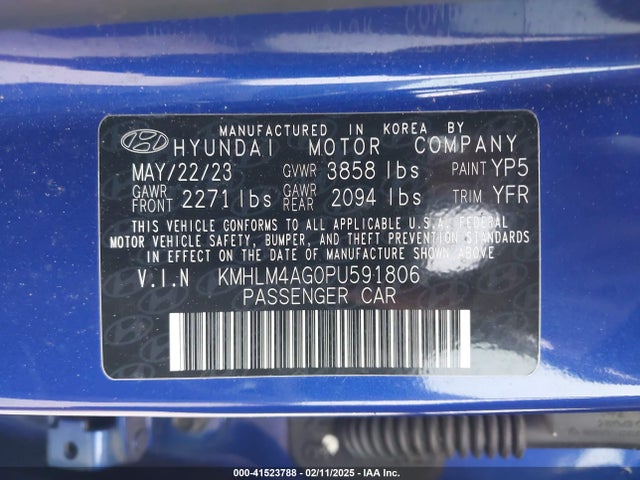 Hyundai ELANTRA SEL 2023 KMHLM4AG0PU591806 Image 9