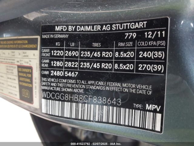2012 MERCEDES-BENZ GLK 350 WDCGG8HB8CF838643 Photo 8