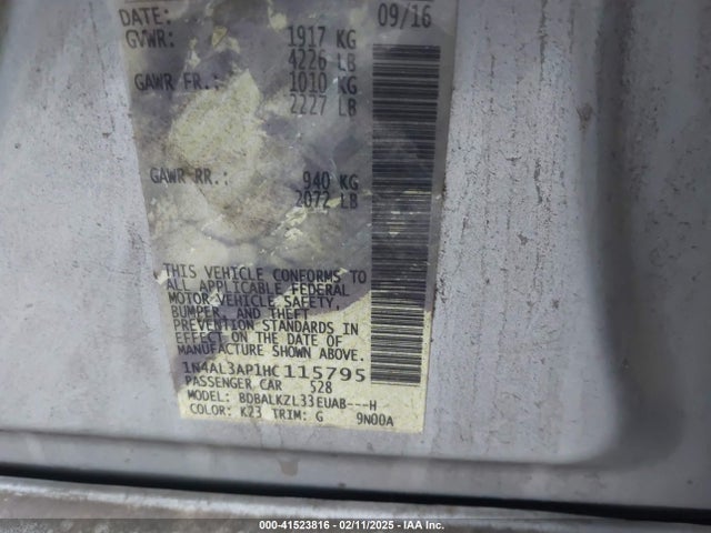 1N4AL3AP1HC115795 Nissan Altima 2.5 Sv