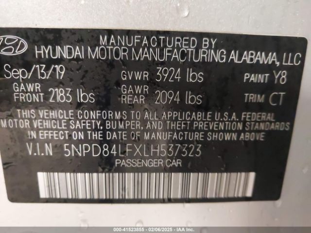 5NPD84LFXLH537323 Hyundai Elantra Value Edition