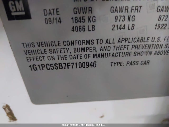 Chevrolet Cruze 1lt Auto 2015 1G1PC5SB7F7100946 Image 9