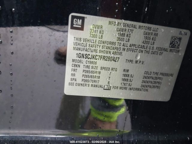 1GNSCJKC7FR280427 Chevrolet Suburban 1500 Lt