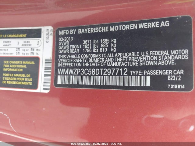 2013 MINI CONVERTIBLE WMWZP3C58DT297712 Photo 8