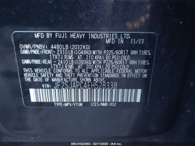 JF2SJAPC4EH528338 Subaru Forester 2.5i Touring