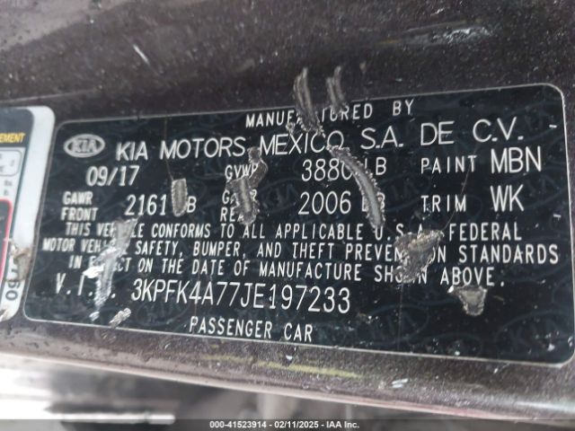3KPFK4A77JE197233 KIA FORTE LX