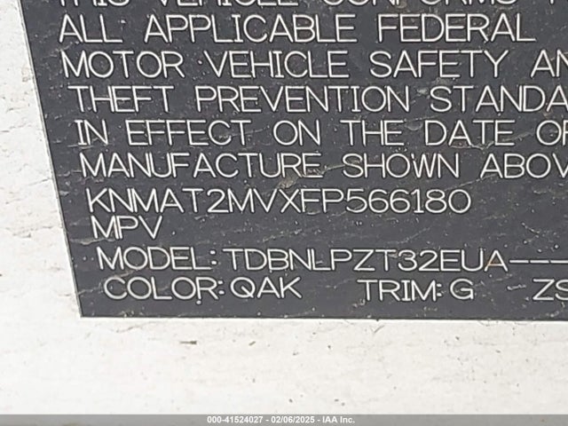 KNMAT2MVXFP566180 Nissan ROGUE S