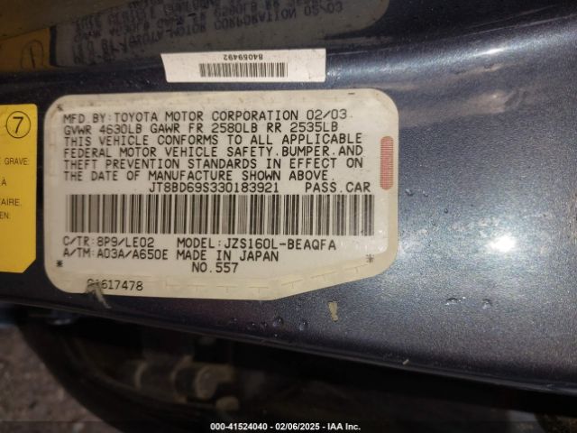 2003 LEXUS GS 300 JT8BD69S330183921 Photo 8