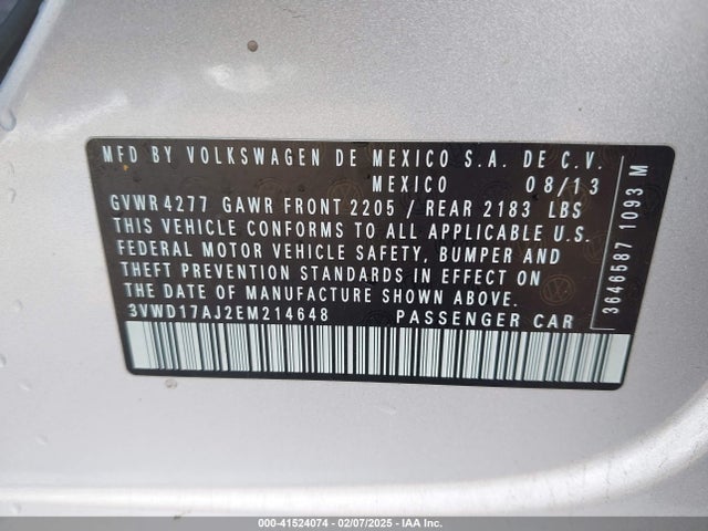 3VWD17AJ2EM214648 Volkswagen 2014