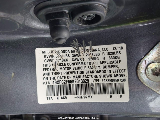 Honda Civic Lx 2019 19XFC2F66KE013029 Image 9
