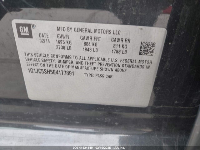 Chevrolet luw 2014 1G1JC5SH5E4177891 Image 9