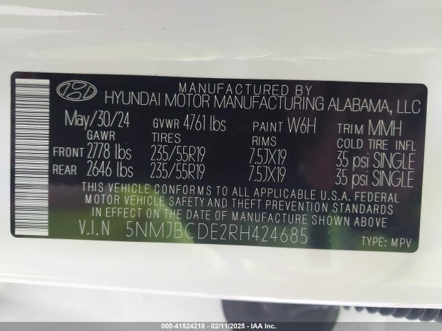 Hyundai TUCSON SEL 2024 5NMJBCDE2RH424685 Image 9