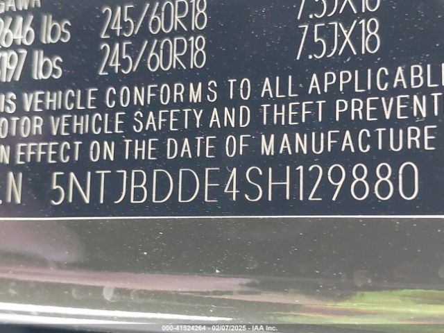 5NTJBDDE4SH129880 Hyundai Santa Cruz Sel