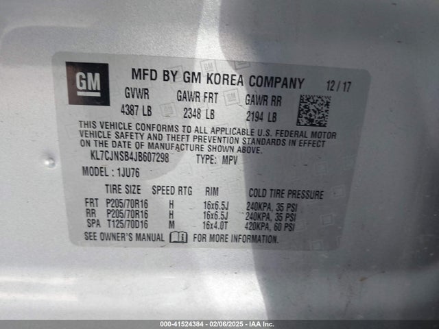 Chevrolet TRAX LS 2018 KL7CJNSB4JB607298 Image 9