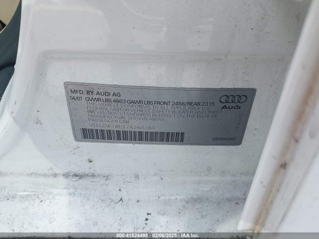2007 AUDI A4 WAUAF78E27A264284 Photo 8