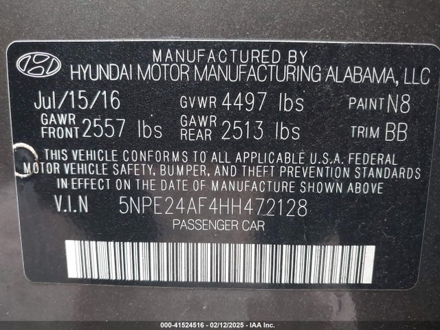 Hyundai Sonata 2017 5NPE24AF4HH472128 Image 9