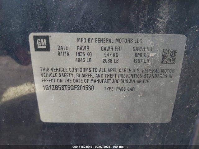 Chevrolet MALIBU LS 2016 1G1ZB5ST5GF201530 Image 9