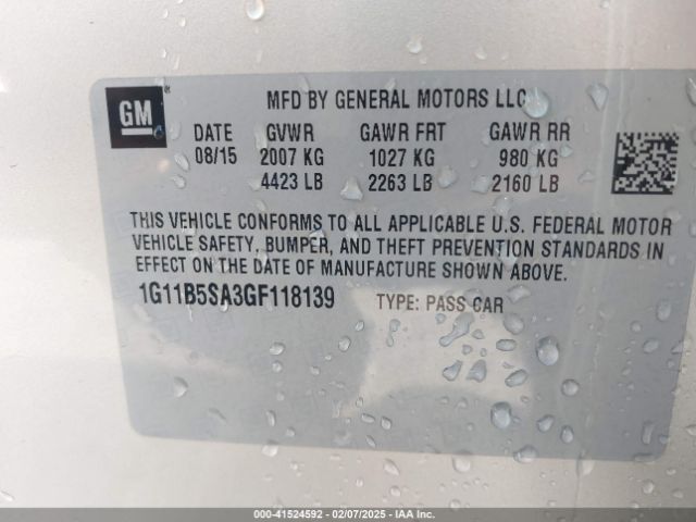 1G11B5SA3GF118139 Chevrolet Malibu Limited Ls